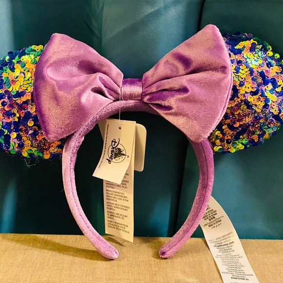 Disney Parks Minnie Sequin Purple Velour Bow Ears NWT - Picture 4 of 4